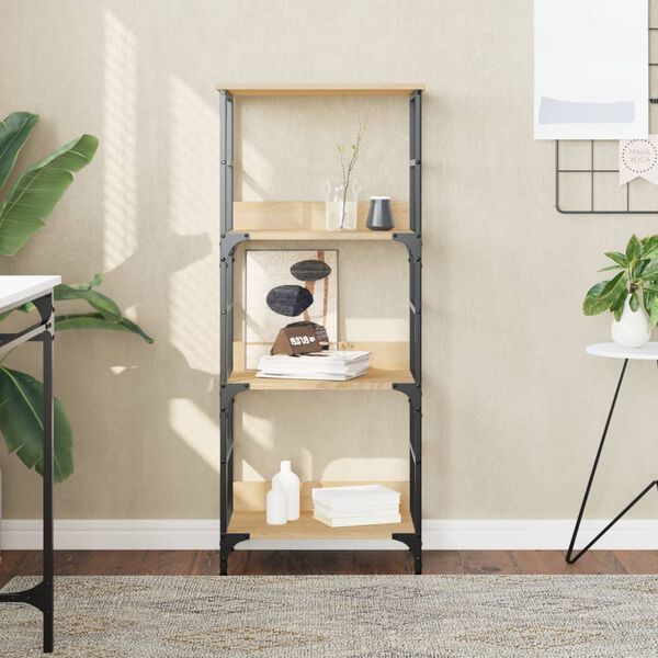 vidaXL Bookshelf Sonoma Oak Engineered wood, steel Medium Bookshelf