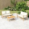 vidaXL Garden Bench Natural Bamboo, Cream White Bamboo