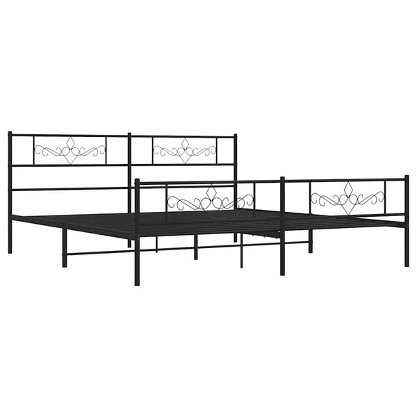 vidaXL Bed Frame Black Steel Double Modern Bed Frame Rectangular