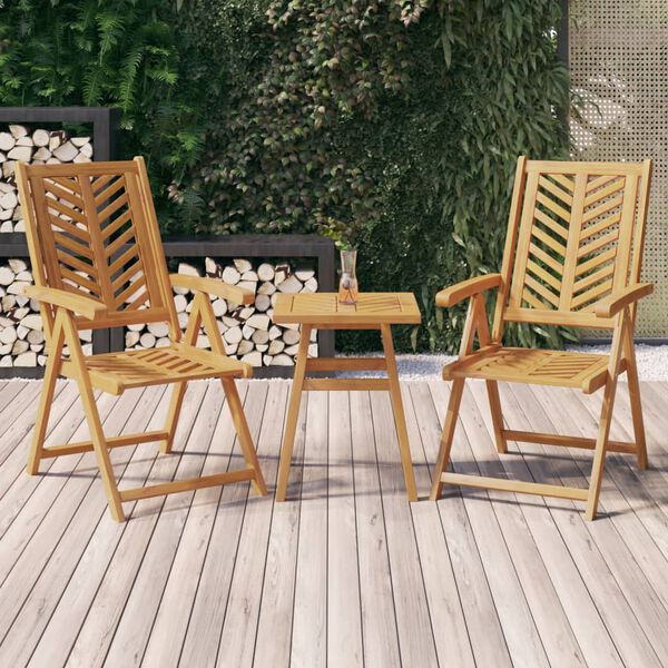vidaXL Reclining Garden Chair Set of 2 Natural wood color