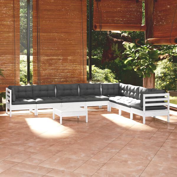 vidaXL Garden Lounge Set White, Anthracite
