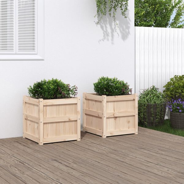 vidaXL Garden Planter Set of 2 Natural Pine Solid pine wood (untreated)