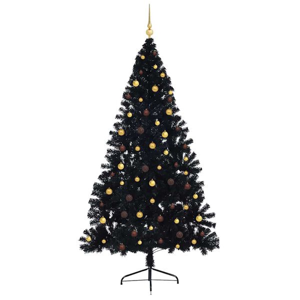 vidaXL Artificial Pre-lit Christmas Tree with 300 LEDs Black 94.5" PVC