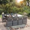 vidaXL Garden Dining Set Gray PE rattan Large Durable