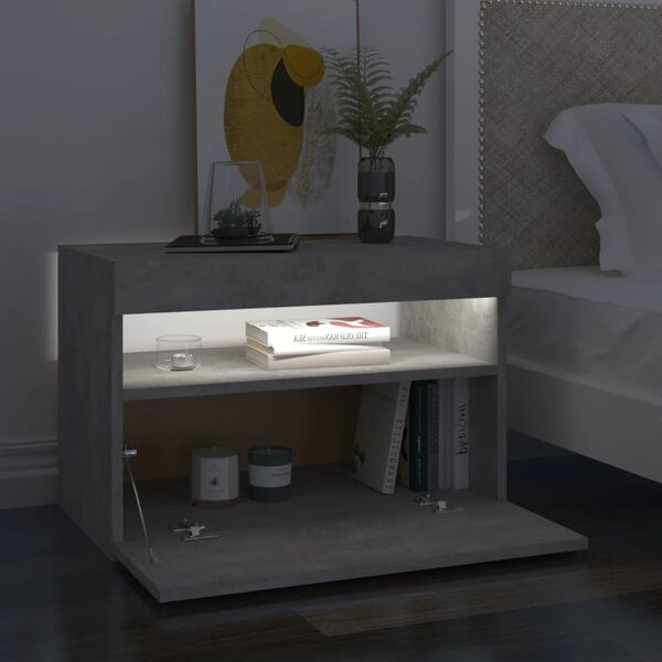 vidaXL Bedside Cabinet Concrete grey Engineered wood Bedside Cabinet
