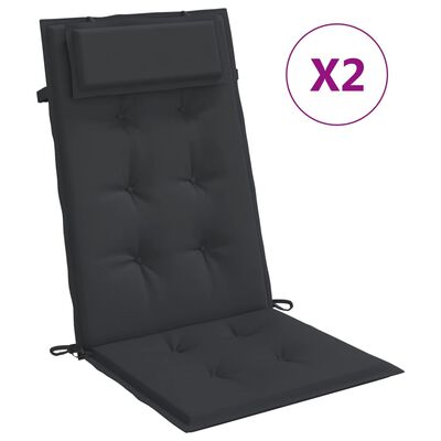 vidaXL Highback Chair Cushions 2 pcs Black Oxford Fabric