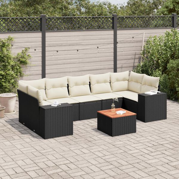 vidaXL Garden Sofa Set Black, Cream White