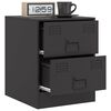 vidaXL Bedside Cabinet Set of 2 Black Steel Medium Bedside Cabinet