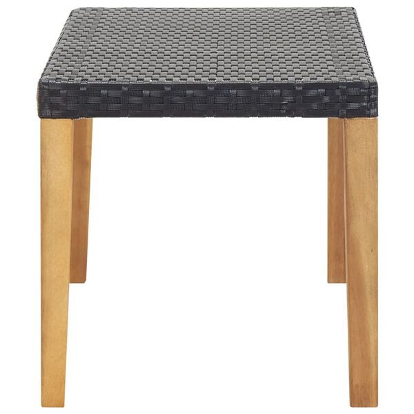 vidaXL Garden Bench Black Poly Rattan and Solid Acacia Wood Medium