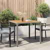 vidaXL Garden Table Grey Poly rattan, powder-coated steel, solid acacia wood