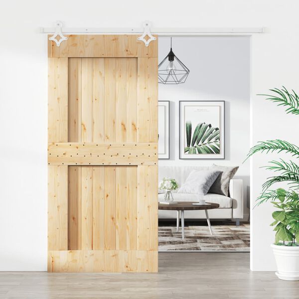 vidaXL Sliding Door with Hardware Set 37.4x82.7" Solid Wood Pine