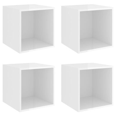 vidaXL Wall Cabinets 4 pcs High Gloss White 14.6"x14.6"x14.6" Engineered Wood
