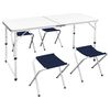 vidaXL Foldable Camping Table Set with 4 Stools Height Adjustable 47.2"x23.6"