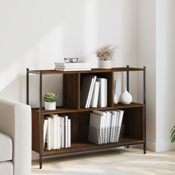 vidaXL Bookcase Brown oak Engineered Wood Medium Bookcase Rectangular