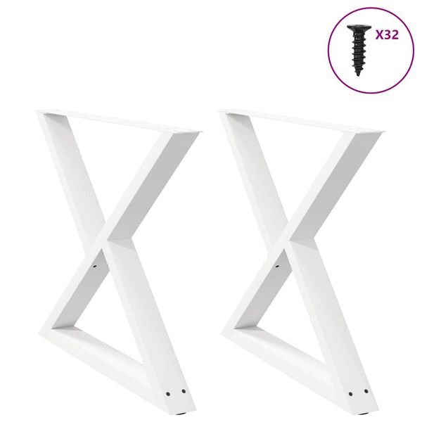 vidaXL Dining Table Legs 2 pcs White 35.4x(28.3-28.9)" Steel