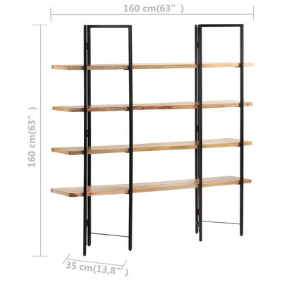 vidaXL 4-Tier Bookcase 63"x13.8"x63" Solid Mango Wood