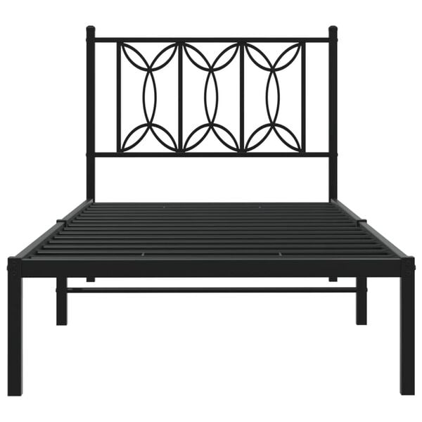 vidaXL Bed Frame Black Steel Single Bed Frame Rectangular Modern