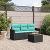 vidaXL 4 Piece Patio Sofa Set with Cushions Black Poly Rattan