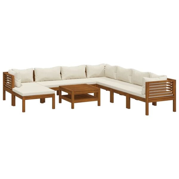 vidaXL Garden Lounge Set Cream and natural wood tone Solid acacia wood
