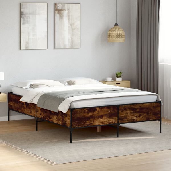vidaXL Bed Frame Smoked Oak Engineered wood Double Durable Bed Frame