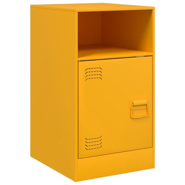 vidaXL Bedside Cabinet Mustard Yellow Cold-rolled steel Medium Storage