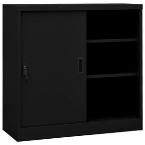 vidaXL Office Cabinet Black Steel 35.4x15.7x35.4 in Filing Cabinet