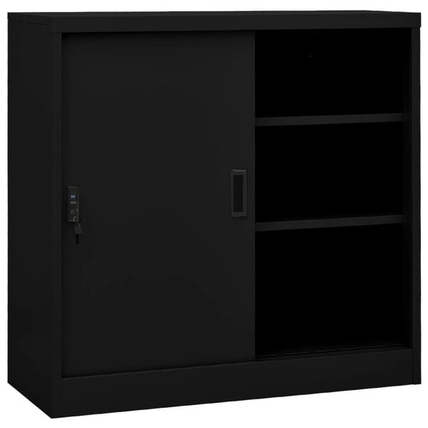 vidaXL Office Cabinet Black Steel 35.4x15.7x35.4 in Filing Cabinet