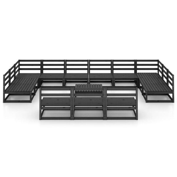 vidaXL Garden Lounge Set Black Solid pine wood Large Modular