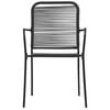 vidaXL Dining Set Black Cotton Rope, Powder-Coated Steel, Tempered Glass