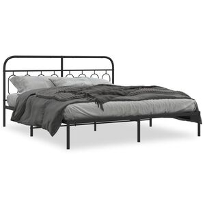 vidaXL Bed Frame Black Steel Full Bed Frame Rectangular Modern