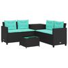 vidaXL Patio Sofa Black, Turquoise