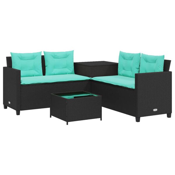 vidaXL Patio Sofa Black, Turquoise