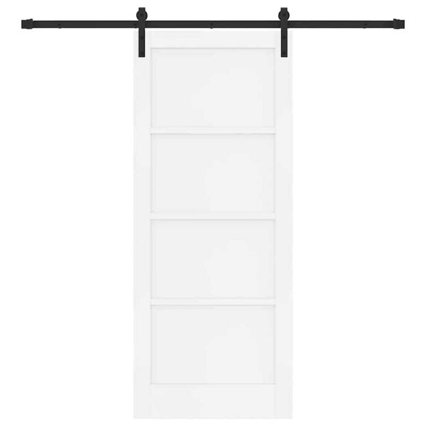 vidaXL Sliding Door White and Black 32.68 x 79.53 in Solid Pine Wood