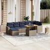 vidaXL 8 Piece Patio Sofa Set with Cushions Gray Poly Rattan