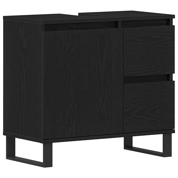vidaXL Bathroom Sink Cabinet Black Oak 25.59 x 12.99 x 23.62 in
