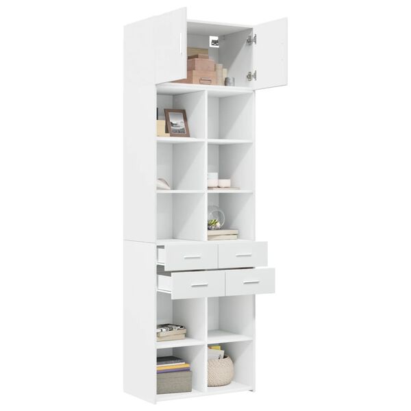 vidaXL Storage Cabinet White Engineered Wood Tall Storage Cabinet