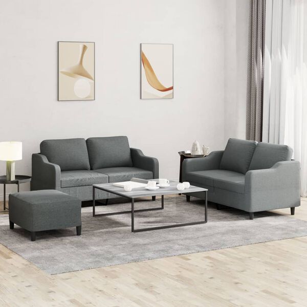 vidaXL Sofa Set Dark Gray Fabric (100% polyester), metal, textilene, plywood