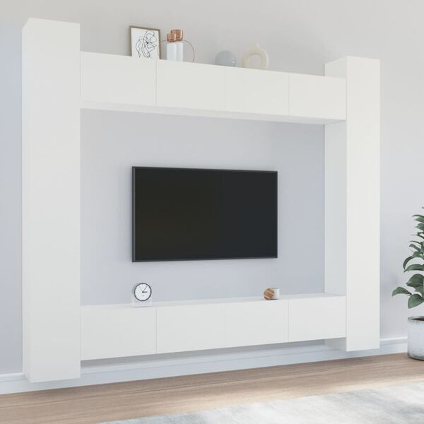 vidaXL TV Cabinet Set Set of 8 White Engineered wood Standard