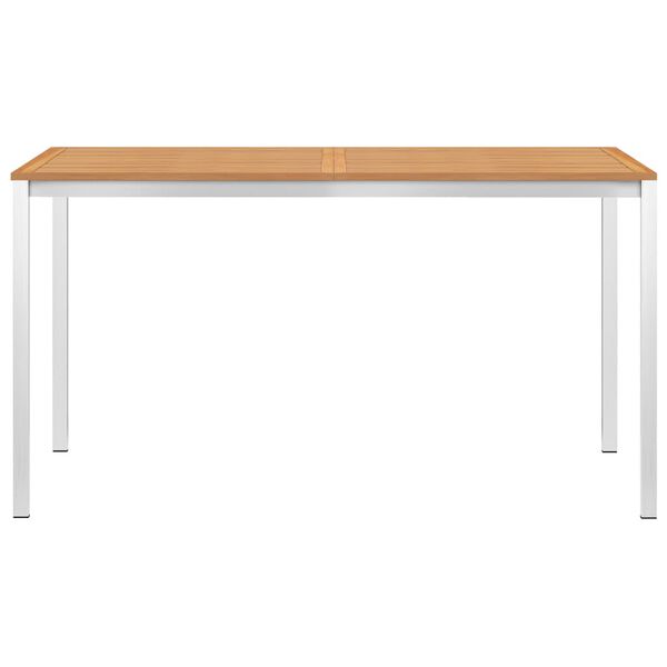 vidaXL Dining Table White, Teak Brown Solid teak wood, Stainless steel 304