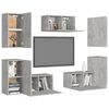 vidaXL 7 Piece TV Stand Set Concrete Gray Engineered Wood