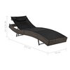 vidaXL Sunlounger Brown and black Poly Rattan, Textilene fabric, Steel