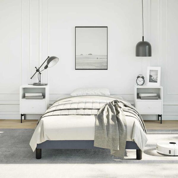 vidaXL Bed Frame Dark Gray Velvet, Plywood, Engineered Wood Twin XL