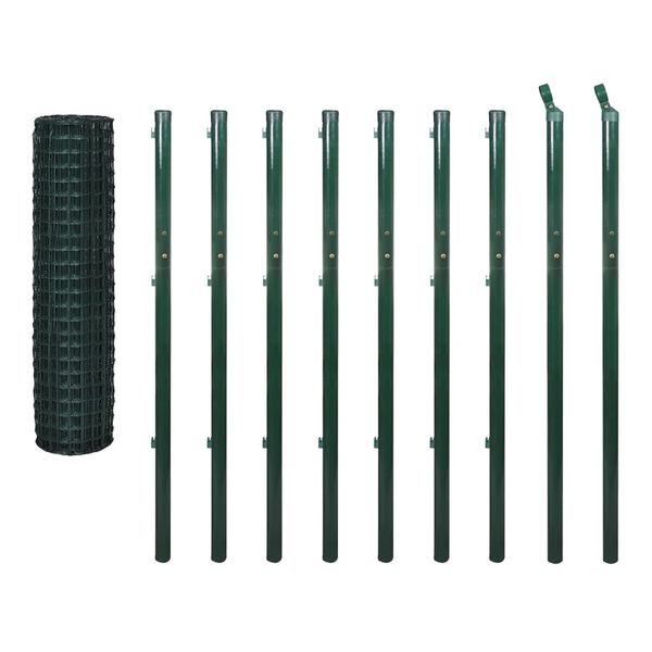 vidaXL Euro Fence Steel 32.8'x5.6' Green