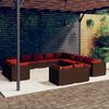 vidaXL Garden Lounge Set Brown PE Rattan Large Modular