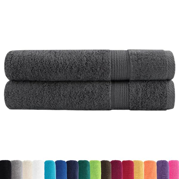 vidaXL Towel Set of 2 Anthracite 100% Cotton 39.4 x 78.7 in Durable