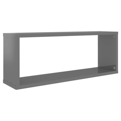 vidaXL Wall Cube Shelves 6 pcs High Gloss Gray 23.6"x5.9"x9.1" Engineered Wood