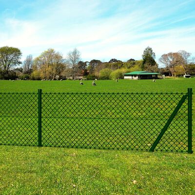 vidaXL Chain Link Fence with Posts Spike Steel 4'1"x82'