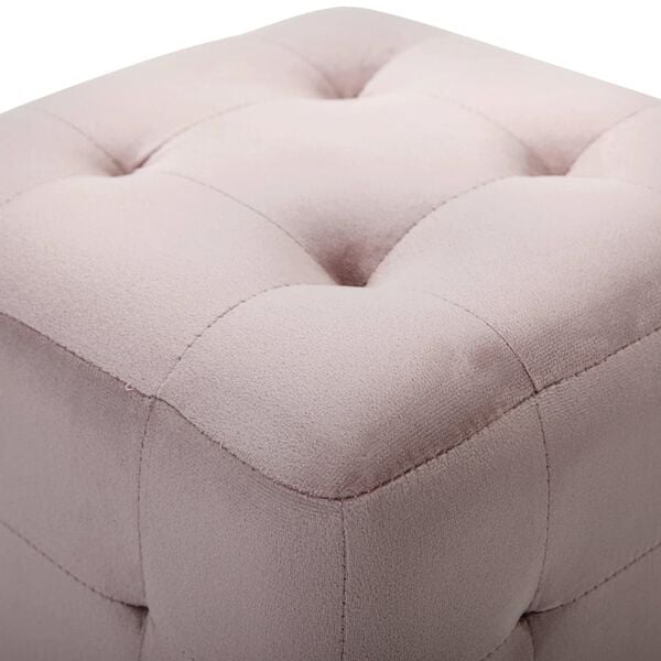 vidaXL Pouffe Pink Polyester, Wood 11.8 in x 11.8 in x 11.8 in Pouffe