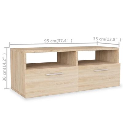 vidaXL TV Stands 2 Pcs Engineered Wood 37.4"x13.8"x14.2" Oak