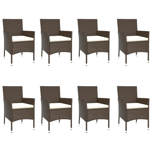 vidaXL Patio Dining Set Set of 8 Brown
